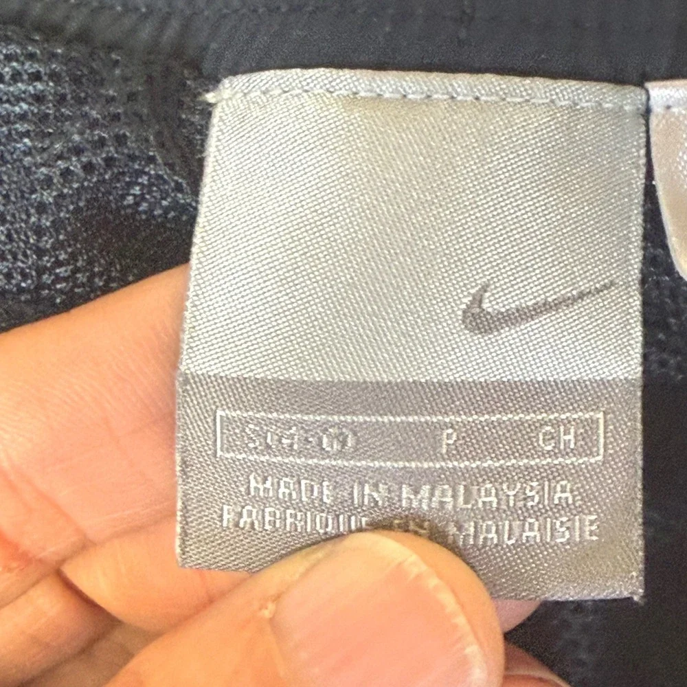 Nike Blue Nylon Athletic Track Pants Joggers Logo Swoosh‎ Pockets Size S Button